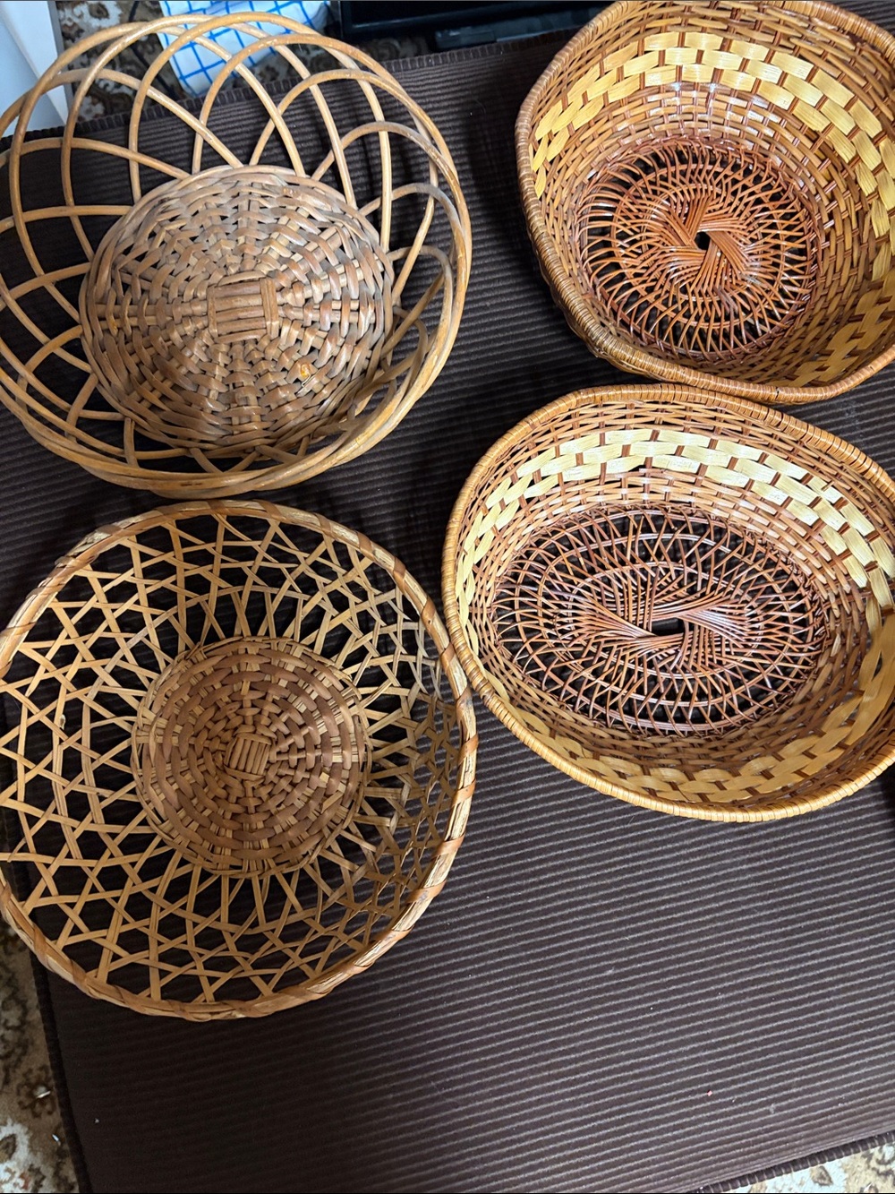 4 Handwoven Natural Brown Wicker Basket - Home Accents